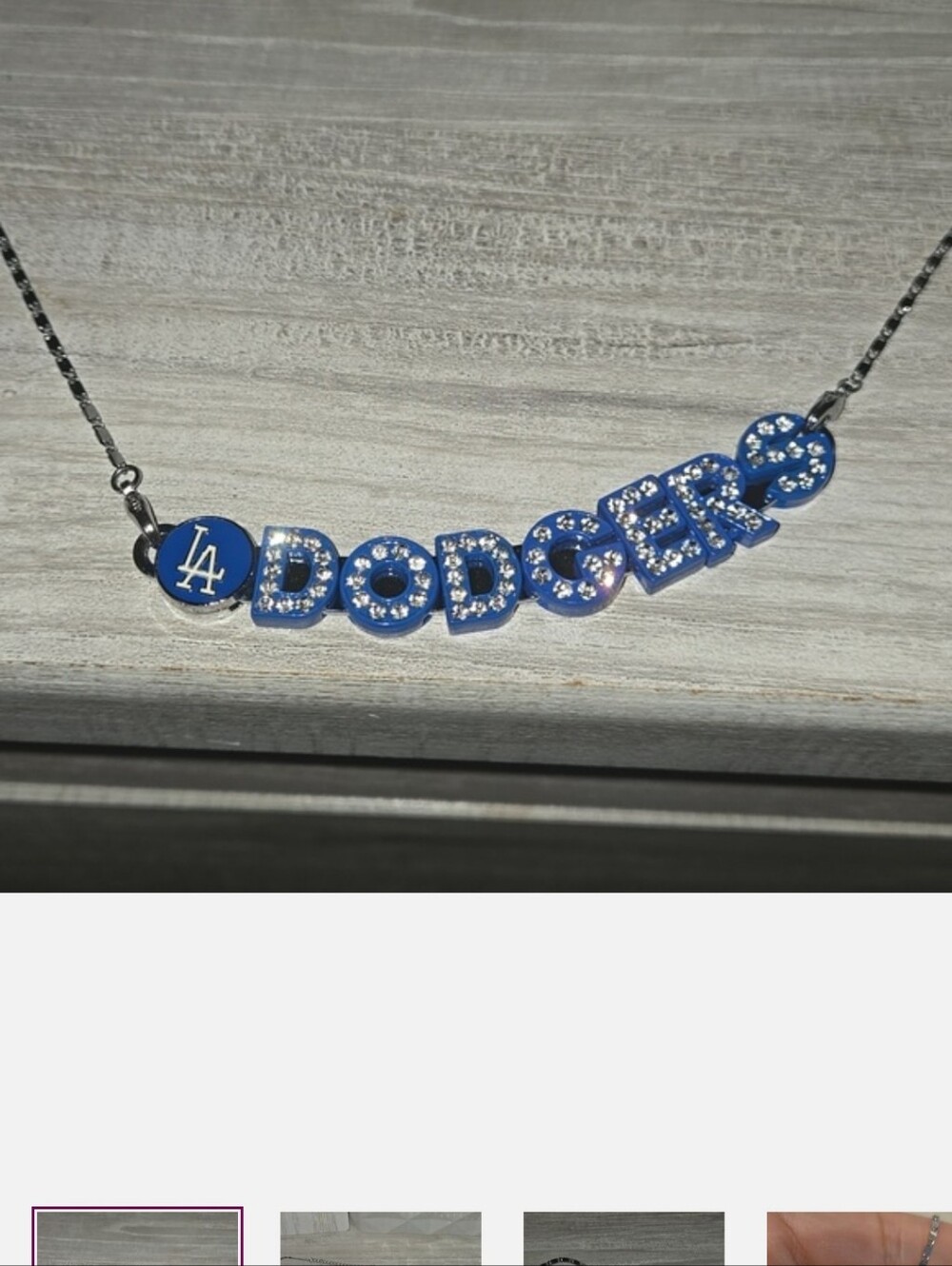 Blue Dodgers Necklace With Bling - Picture 6 of 6
